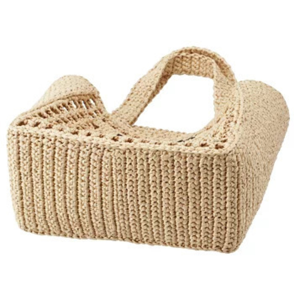 Prada Raffia Tote Bag Triangle Logo Straw - Picture 4 of 8